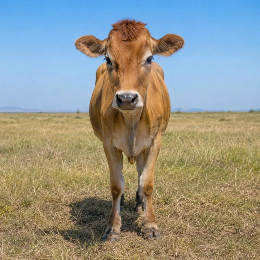 Una vaca típica de El Salvador en pasto seco y escaso
